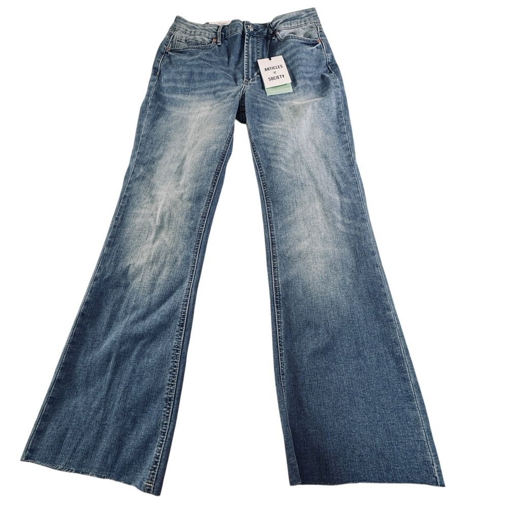 Articles of Society Women's Jeans 30 Denim Light‎ Wash High Rise Cropped Flare